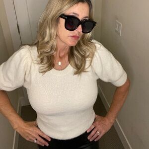 Cropped fuzzy sweater